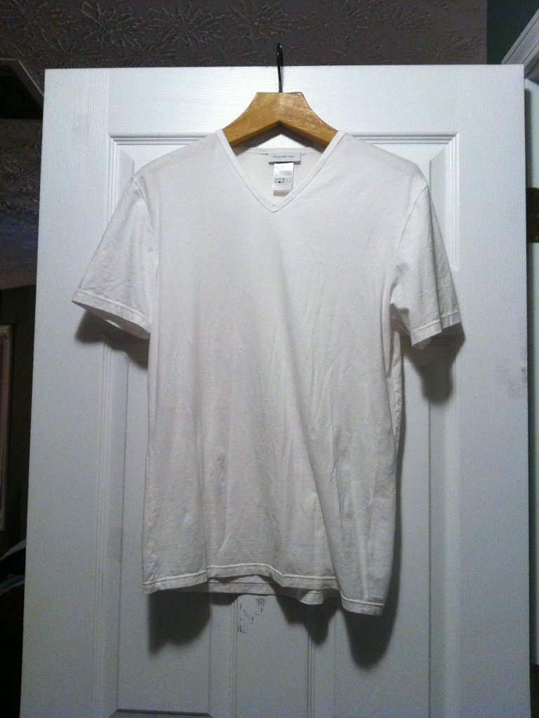 Ermenegildo Zegna Men's White 90%Cotton 10%Elastane V-Neck T-Shirt Size: L